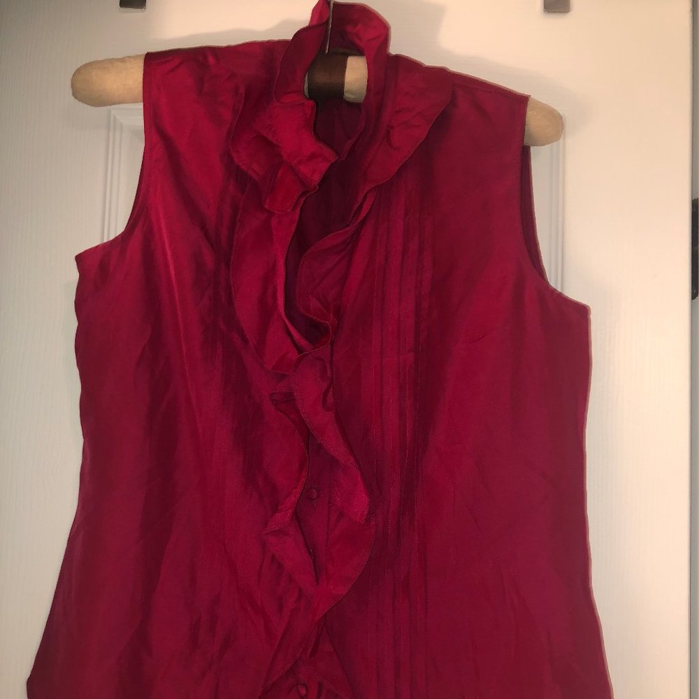 Talbots fuchsia color ruffle sleeveless top.